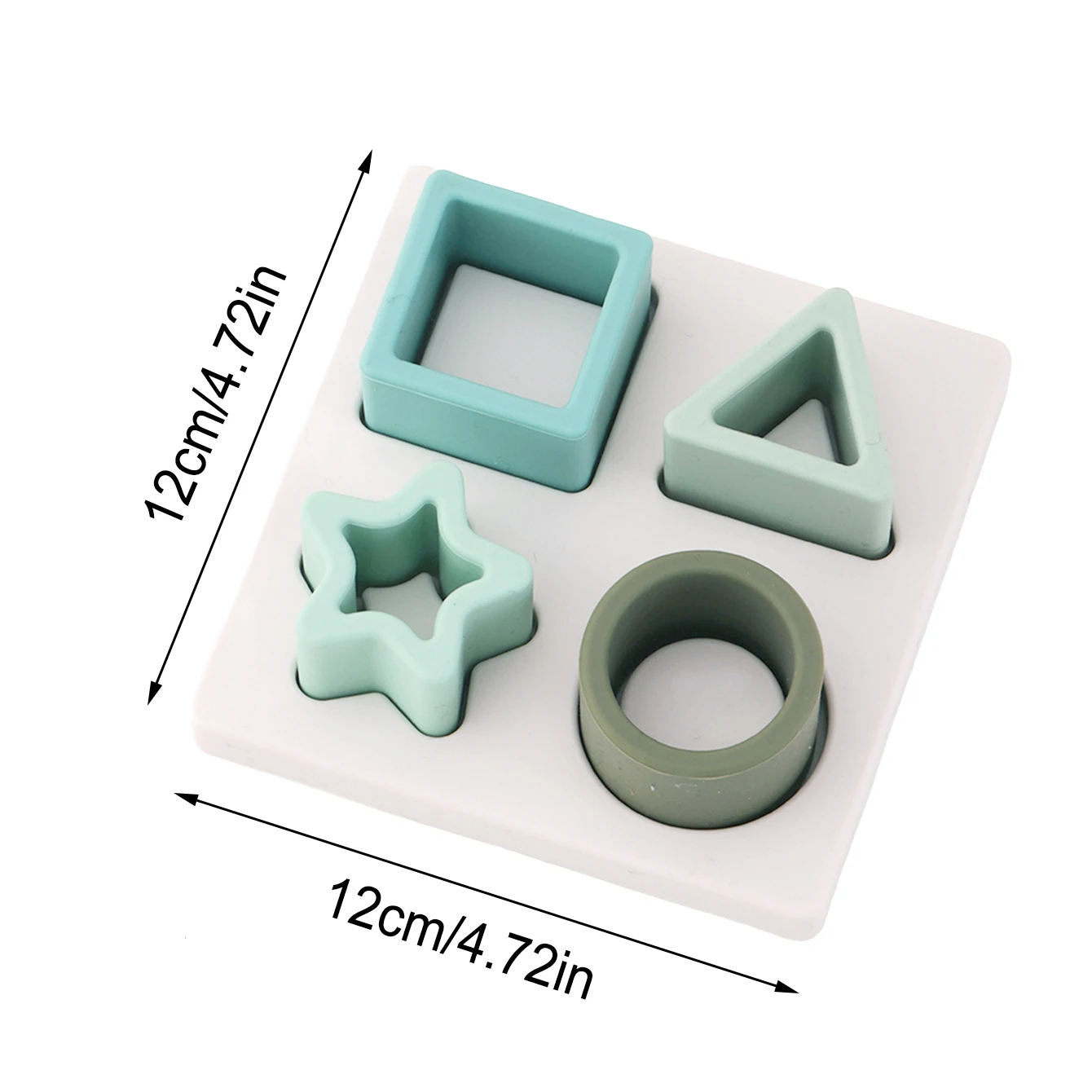 1 Juego de juguete mordedor para bebé sin BPA de Color, tablero de rompecabezas sensorial Montessori, juguete para masticar geométrico de silicona, juguete de aprendizaje de 0 a 3 años - imagen 4