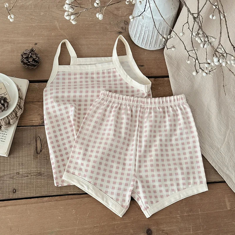 Body a cuadros de estilo coreano para niña de 0 a 2 años, pelele infantil de algodón elástico suave con tirantes de verano 2025 - imagen 3