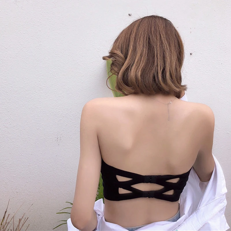 Tops de tubo de una pieza sin costuras para mujer, almohadillas extraíbles, íntimos básicos, negro/blanco/Piel, sujetador sin tirantes, lencería Sexy Bandeau - imagen 5