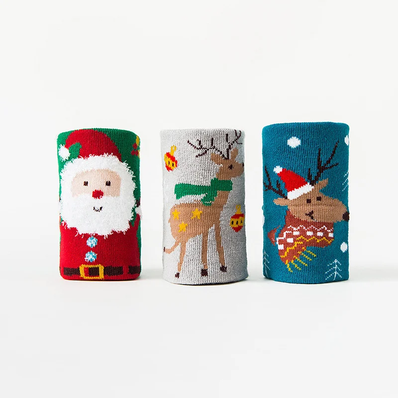 3 par/set Navidad niños niñas calcetín estampado Santa Claus alce Año nuevo calcetines para niños para niñas 1-12Y bebé niño calcetín regalo