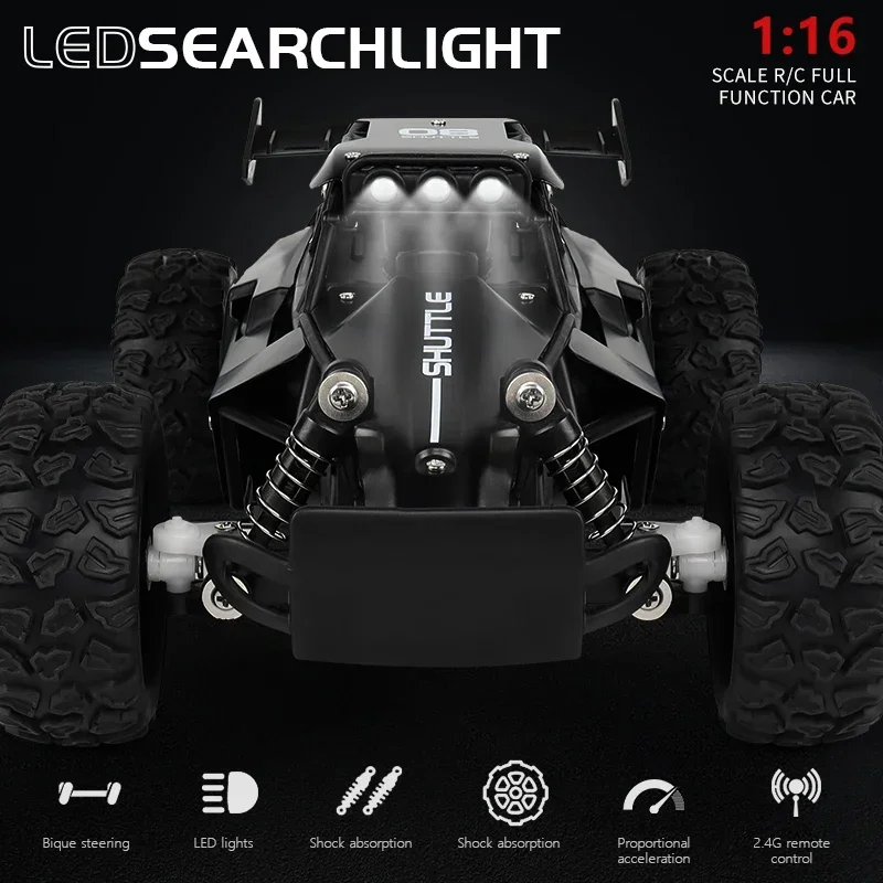 Coche RC todoterreno 2WD con LED – Control remoto para niños - imagen 5