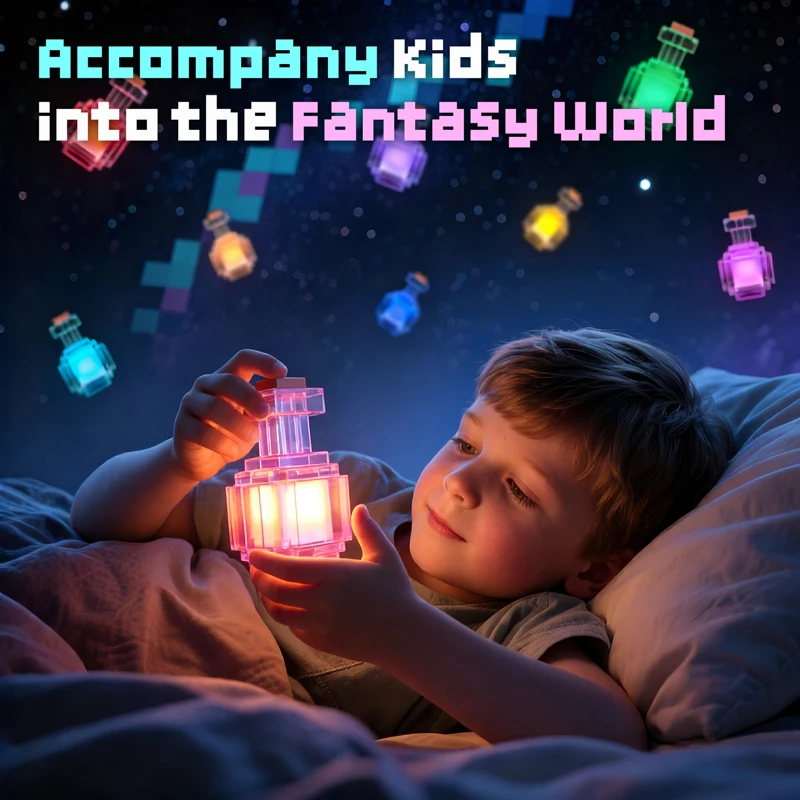 Lámpara de noche LED estilo Minecraft con luz multicolor para niños