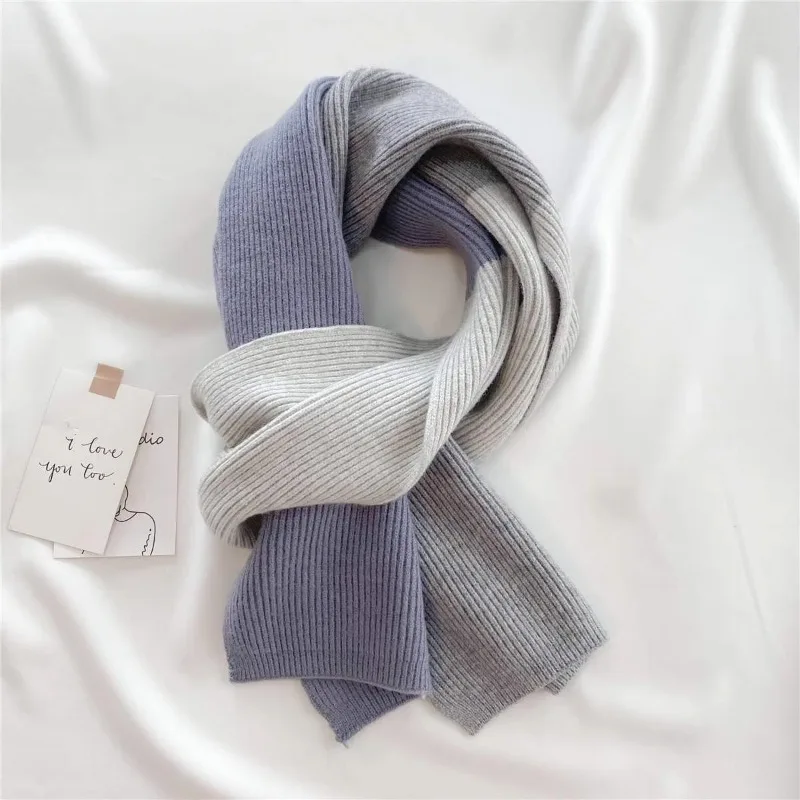 ¡Nueva bufanda de punto de retales de 3 colores de estilo coreano para mujer! Protección cálida para el cuello de invierno, cálida, linda y moderna para trajes de niña. - imagen 3