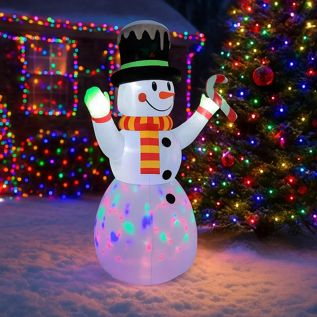 Decoraciones navideñas inflables LED de 6,8 pies, luces navideñas de muñeco de nieve, decoración para fiestas navideñas al aire libre, adorno para el hogar, suministros de patio, Juguetes - imagen 2