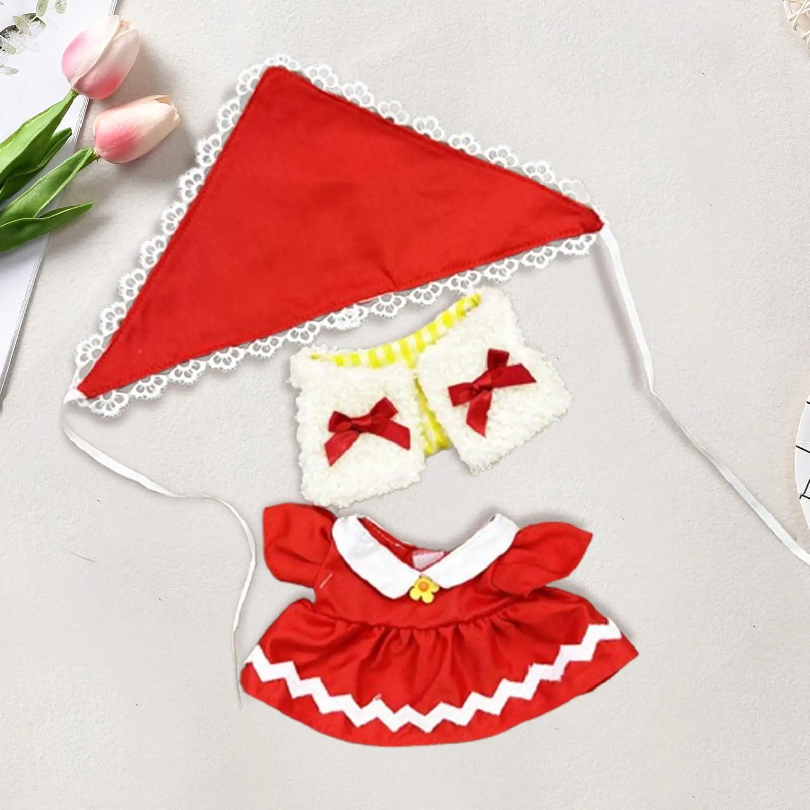 20cm Plush Doll Clothes DIY Fashion Dress up Cute Little Red Riding Hood Set