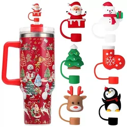 Fundas para pajitas de silicona infantiles – pack reutilizable Navidad