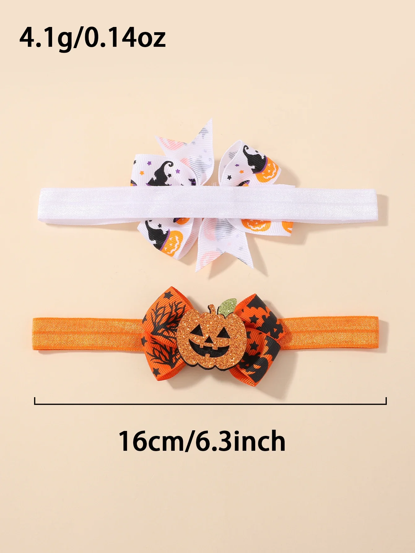 Diadema con lazo para el pelo de Halloween para bebé, cinta para la cabeza, accesorios de vestir para fiesta de calabaza, 5 uds. - imagen 3