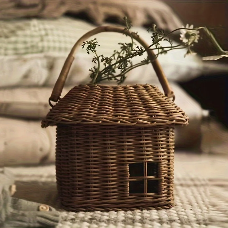 Cesta de mimbre con asa para juguetes – Organizador infantil práctico - imagen 5