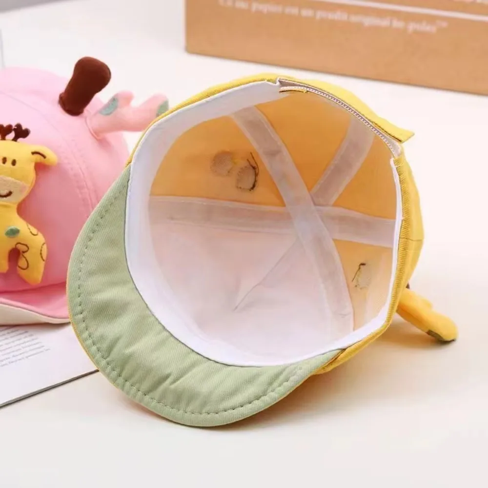 Lindo sombrero de cubo de jirafa para bebé, animales de dibujos animados, sombrero de algodón para el sol para niños con orejas, gorra panamá para bebé/niña - imagen 4