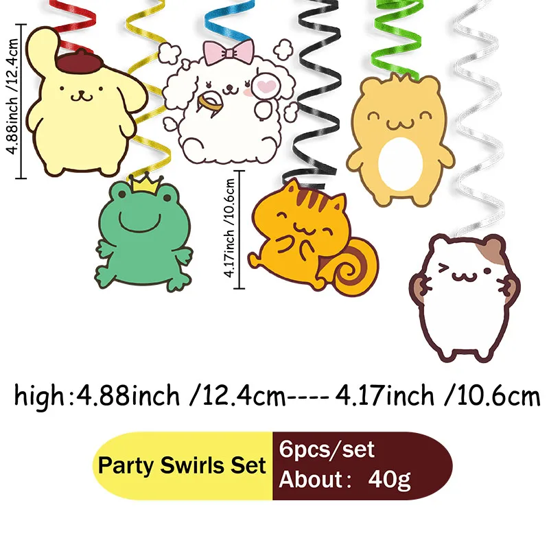 MINISO Pom Purin decoraciones para fiesta de cumpleaños recuerdo de niños plato de vaso de papel Cupcake vajilla desechable suministro de decoración de fiesta