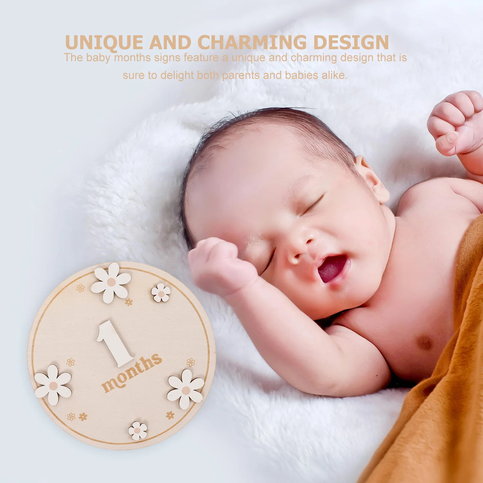 Juego de discos de madera de hito para bebé, Material de madera Natural, accesorios de fotografía de superficie lisa para decoración mensual de anuncio de bebé, 1 Juego - imagen 3