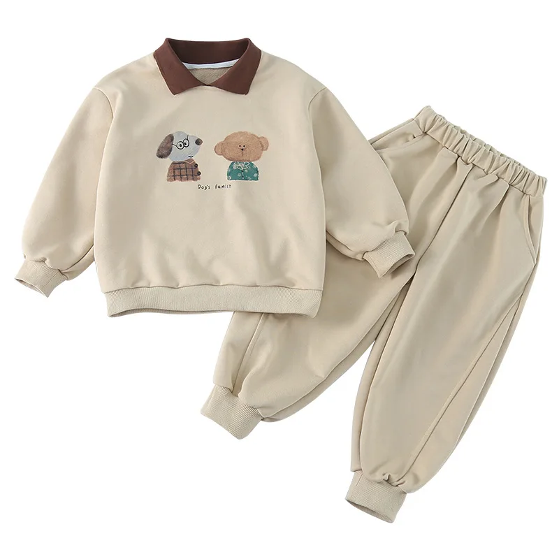 Conjunto deportivo infantil sudadera con dibujos + pants de algodón - imagen 3