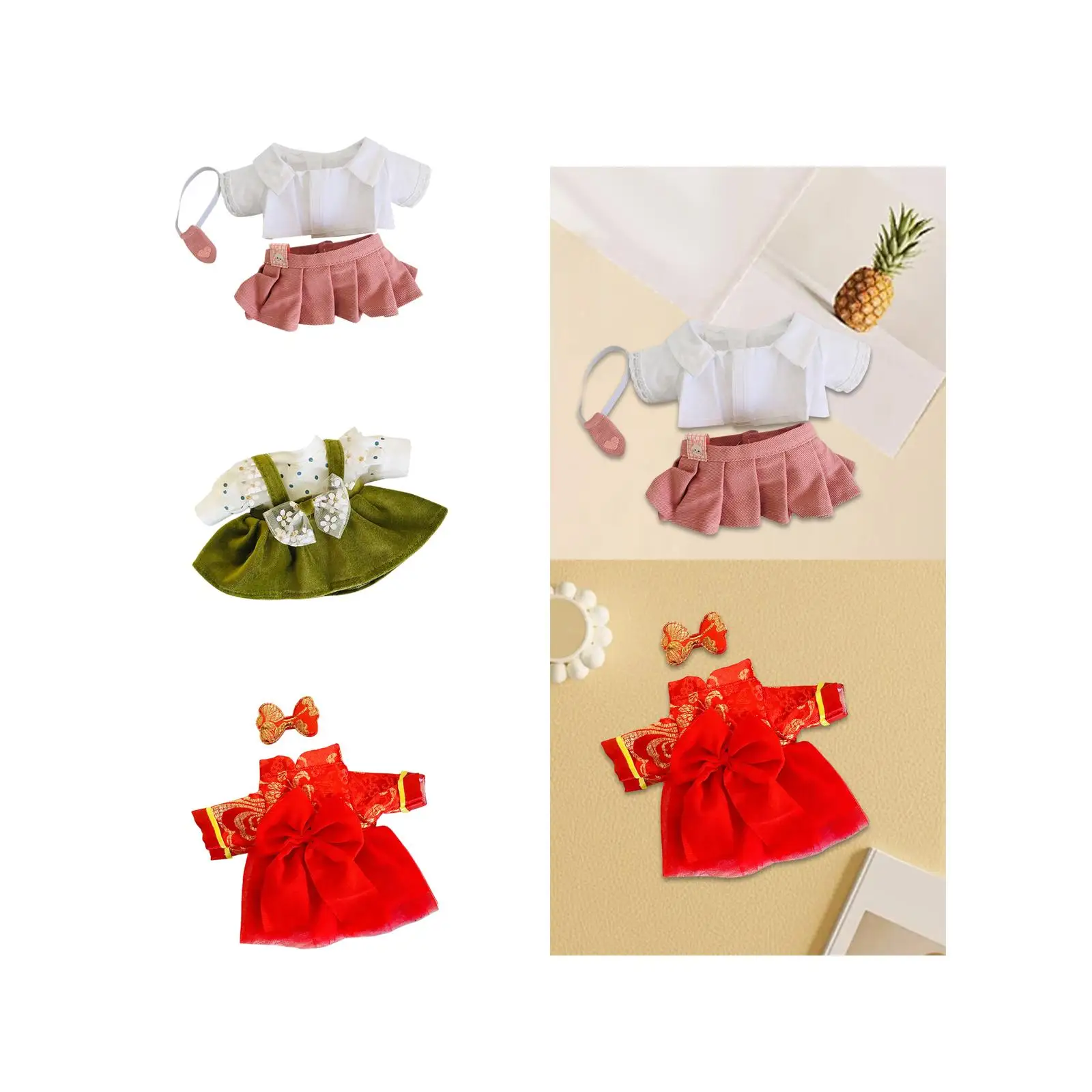 Soft Doll Clothes for 20cm Plush Doll, DIY Clothing Toy, Dres up Plush Figures Soft Doll Clothes for 20cm Plush Doll, DIY Clothing Toy, Dres up Plush Figures
