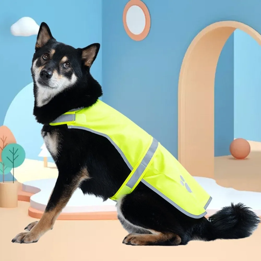 Chaleco de Seguridad Reflectante para Perros, Transpirable, Color Naranja Brillante, Chaqueta de Visibilidad para Cachorros, Ropa Fluorescente Protectora Ajustable para Mascotas