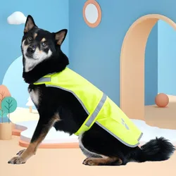 Chaleco de Seguridad Reflectante para Perros, Transpirable, Color Naranja Brillante, Chaqueta de Visibilidad para Cachorros, Ropa Fluorescente Protectora Ajustable para Mascotas