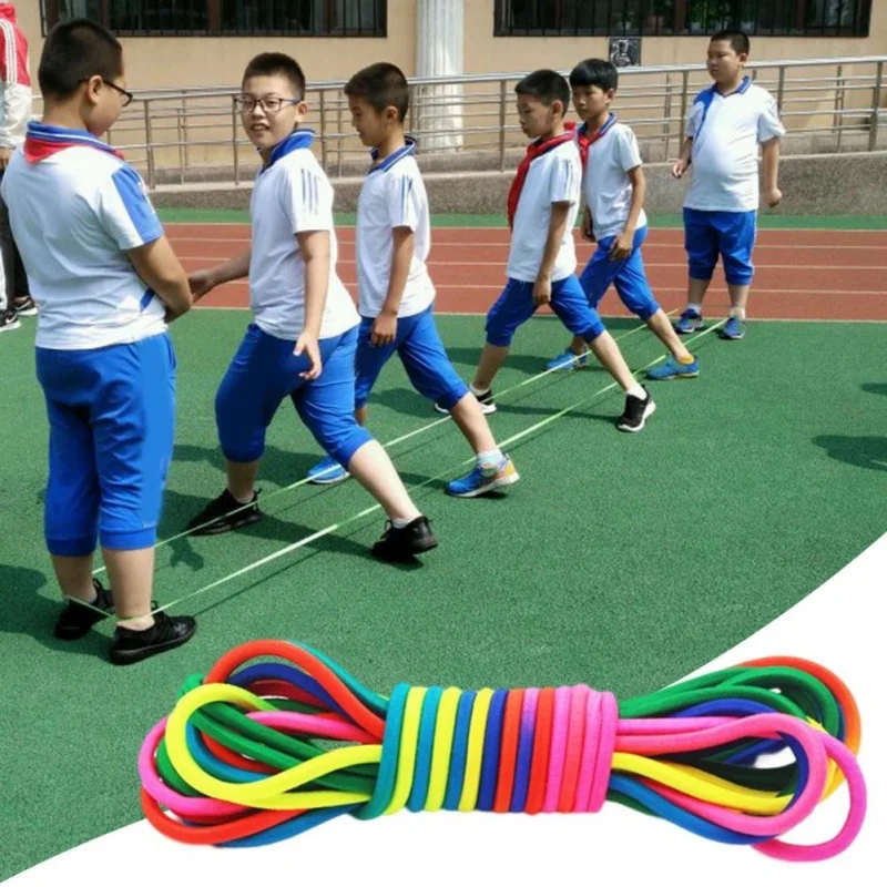 1-5 uds 5-10M bandas de goma elásticas de arcoíris juguete de entrenamiento de cuerda para saltar adultos niños juegos al aire libre ejercicio físico juguetes de fiesta regalo - imagen 4