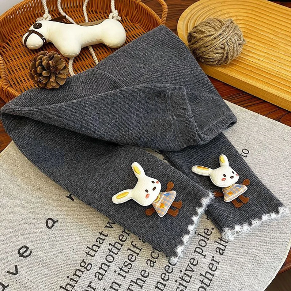Leggings de invierno para niñas, pantalones cálidos con forro polar grueso, decoración de conejo 3D, pantalones para niños, pantalones térmicos de otoño para niños - imagen 4
