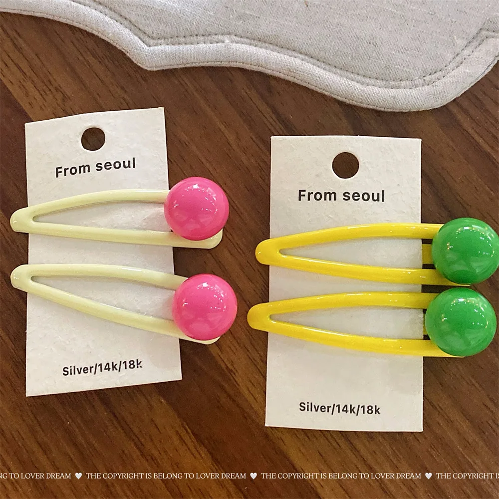 2 unids/set de Clips BB de Color caramelo para niñas Y2K, Clip de presión de Metal Simple, pasadores pequeños bonitos, tocado, accesorios para el cabello para niños - imagen 2