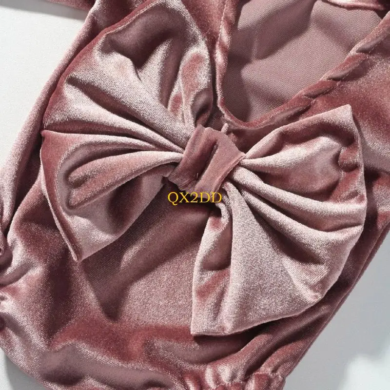 QX2D Conjunto fotografía para recién nacidos, incluye pelele con lazo y diadema a juego, accesorios para sesiones fotos - imagen 5