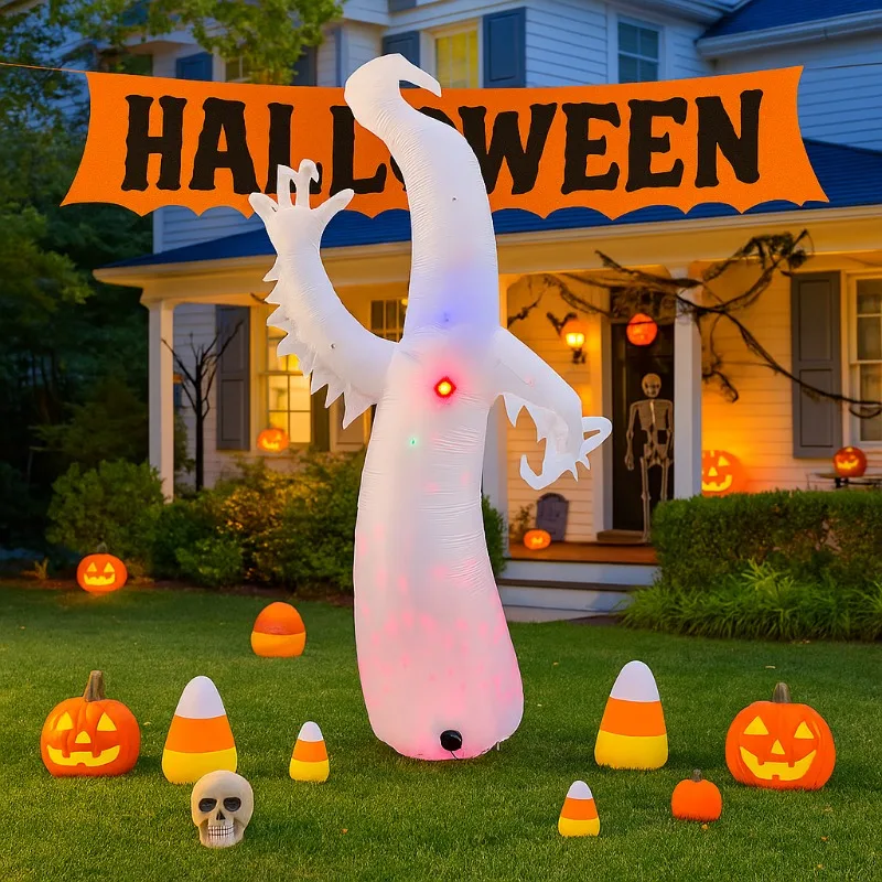 Decoraciones inflables de Halloween de 11,8 pies, decoración modelo fantasma con luces LED para Halloween, patio al aire libre, jardín, césped, accesorios aterradores - imagen 3
