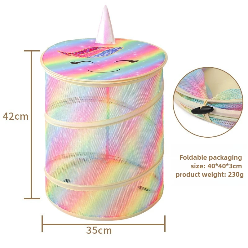 Contenedor organizador de juguetes de peluche plegable, cesta de almacenamiento para niños con asas, caja de almacenamiento de muñecas plegable para guardería y sala de juegos - imagen 4