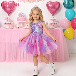Dxton vestido de princesa sin mangas verano tul capa irregular niñas