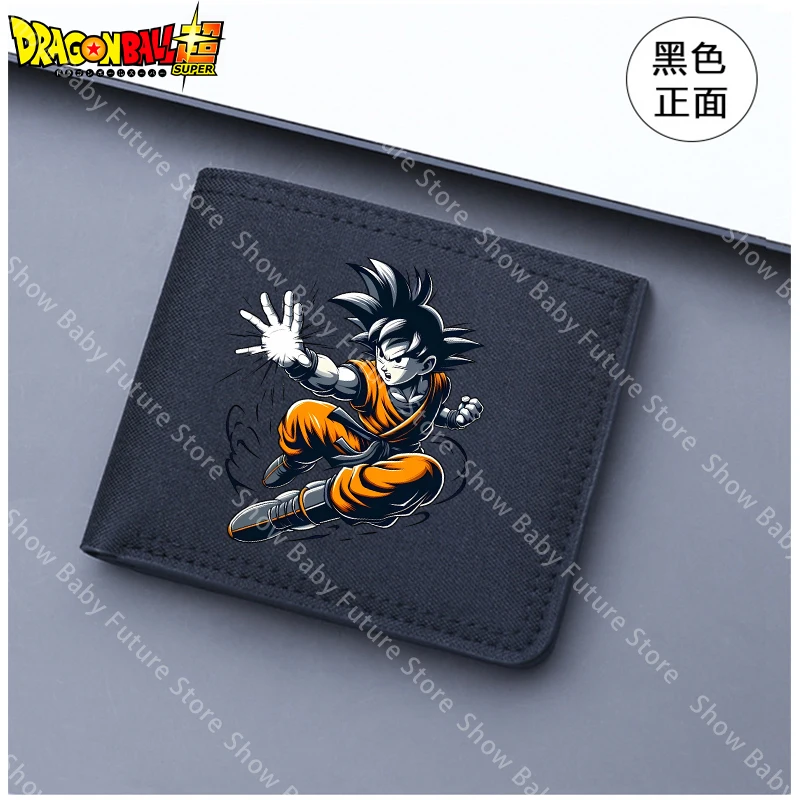 Cartera de nailon Dragon Ball Goku para hombre, billetera corta de dibujos animados con múltiples ranuras, tarjetero de identificación de crédito, monederos de lona plegables de Anime - imagen 3