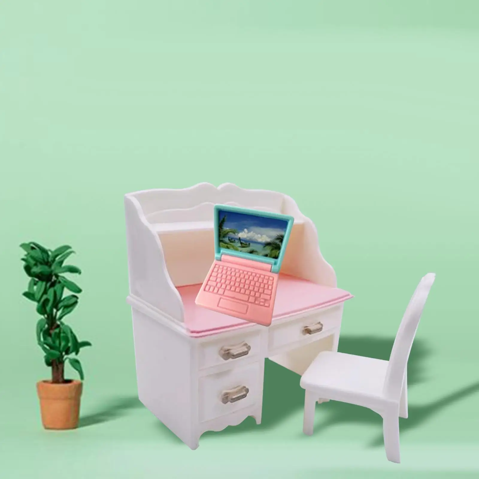 1:6 Dollhouse Miniature Desk Chair Set, DIY Scene Model, Dollhouse Notebook