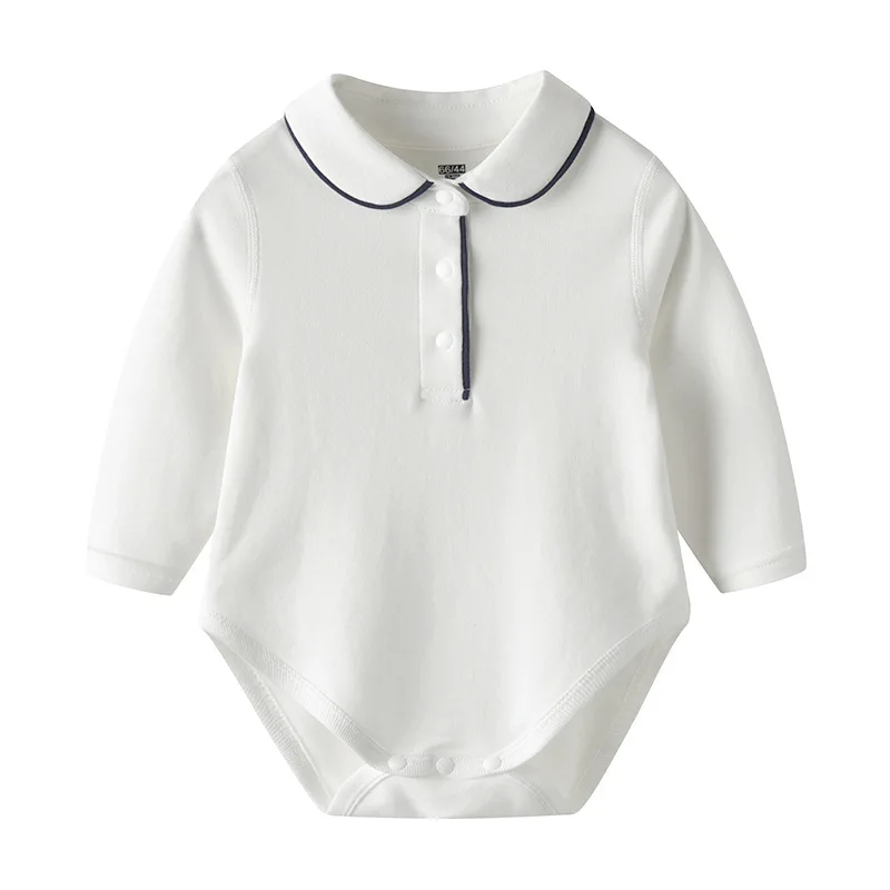 Pelele triangular para bebé recién nacido, mono de manga larga con solapa blanca para niño y niña, ropa de algodón puro, mono infantil