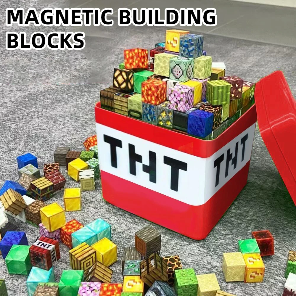 Juego de caja de almacenamiento de juguetes de bloques de construcción magnéticos, juguetes de montaje DIY para niños, juguetes educativos, modelo de bloques de construcción, regalo de Navidad