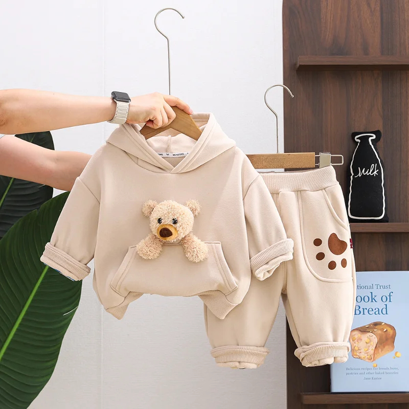 Conjunto de invierno para bebé: sudadera gruesa y pantalón cálido - imagen 5