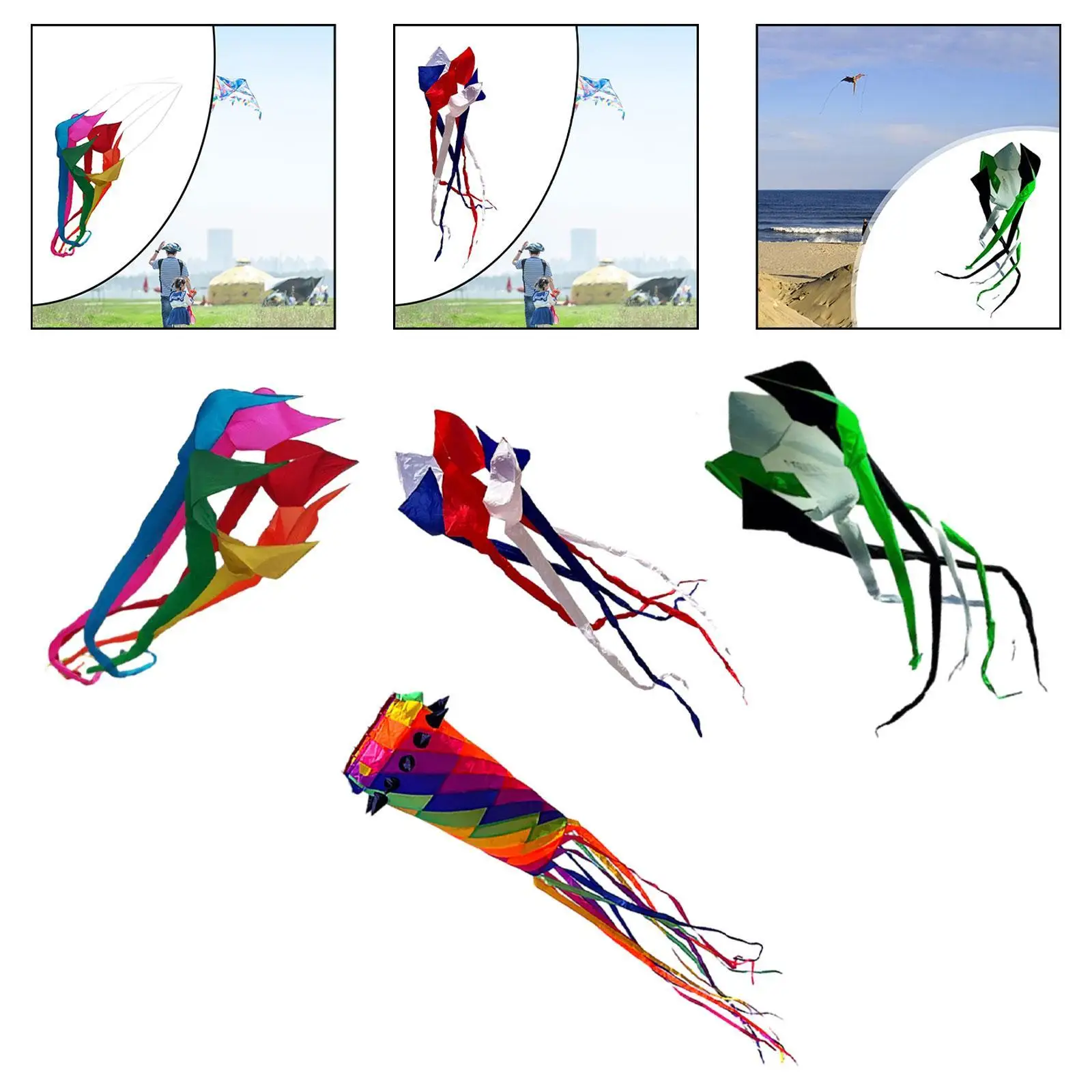 Spinner Kite Reusable Multifunctional Rotable Tail Kite for Park Sea Sports