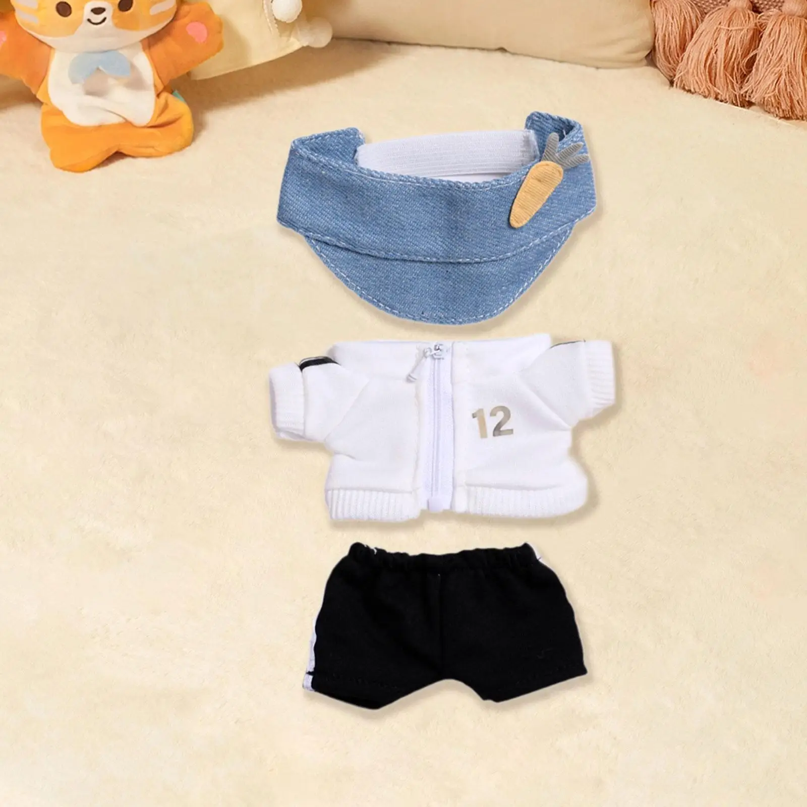 Plush Doll Top and Pants Doll Clothing Coordination Flexibility Fashion Hands on for Kids Birthday Gift DIY Dress up with Cap