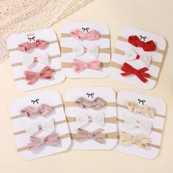 Diademas elásticas con lazo de encaje para bebé niña