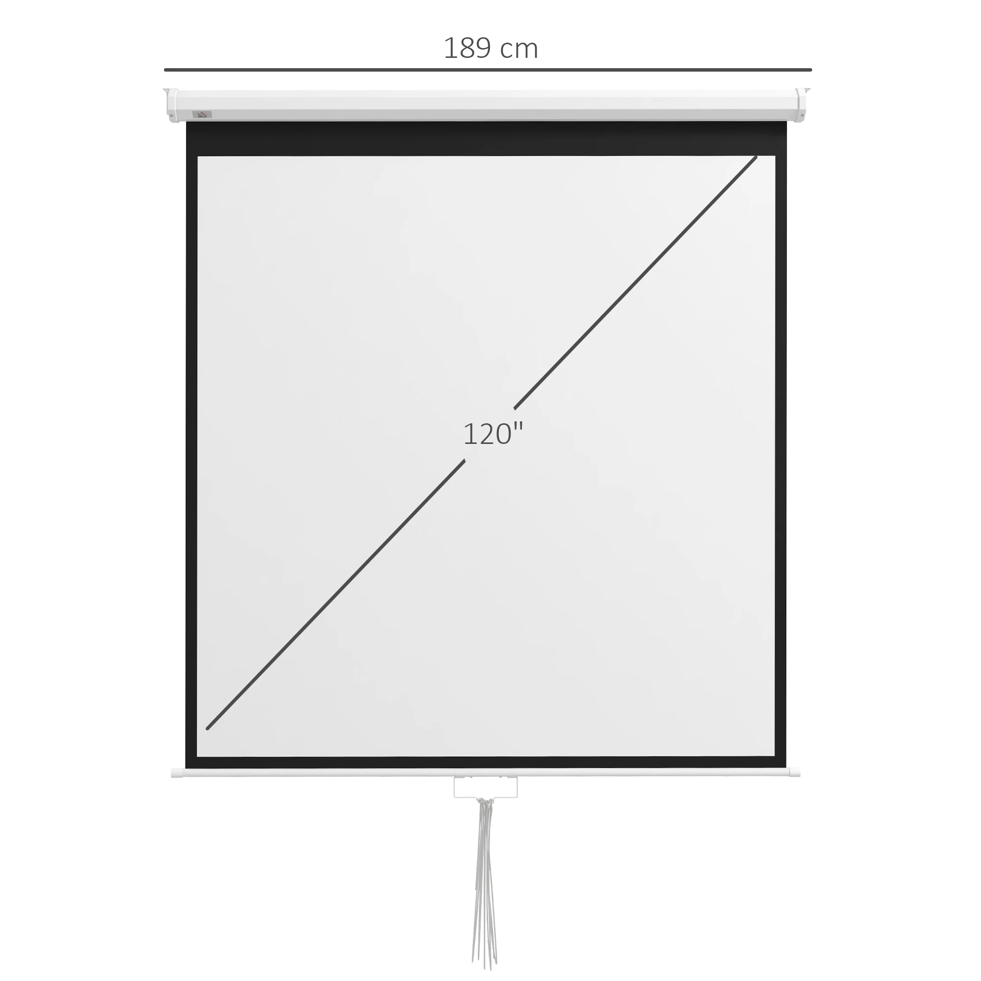 HOMCOM Pantalla de Proyector Manual 99 Pulgadas Pantalla de Proyección Portátil Formato 1:1 para Interior y Exterior Cine en Casa Patio 178x178 cm Blanco - imagen 3