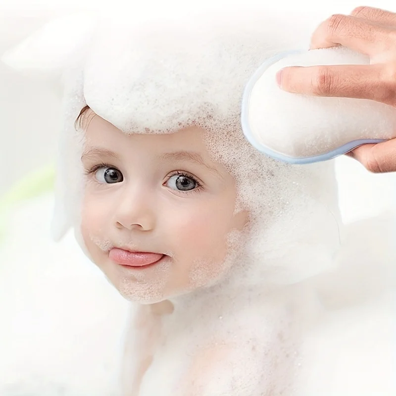 Esponja de baño para bebé, Toalla de baño exfoliante para niños, Cepillo de limpieza de dibujos animados para niños pequeños recién nacidos, masaje para lavado de cabello con cabezal de ducha - imagen 4
