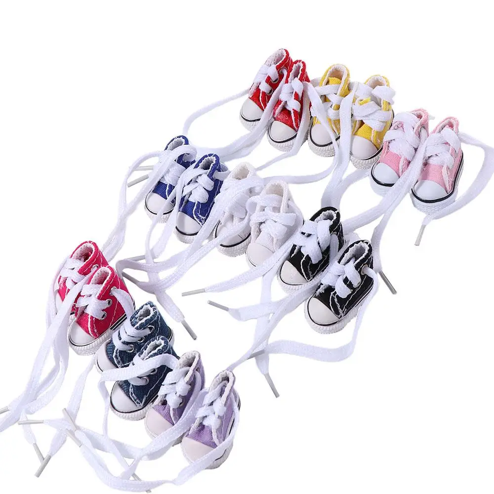 Zapatos de muñeca de 3,5 CM, bonitos Mini zapatos de muñeca, zapatos de lona vaqueros para muñeca, juguete, botas, zapatillas de deporte, accesorios - imagen 5