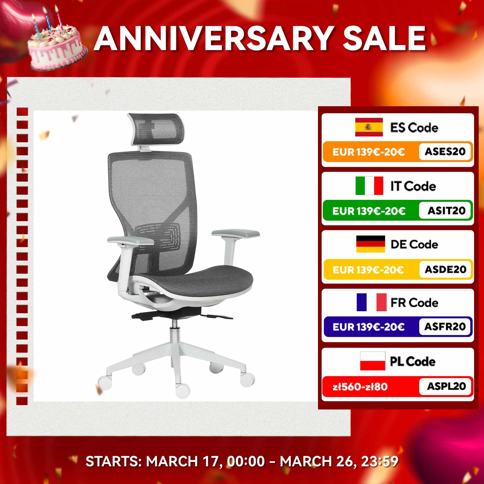 Vinsetto Silla de Oficina Giratoria Silla de Escritorio Ajustable en Altura con Reposabrazos Reposacabezas y Soporte Lumbar Gris