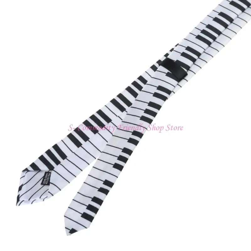 85AE Corbata clásica de piano blanco y negro para hombre - imagen 2