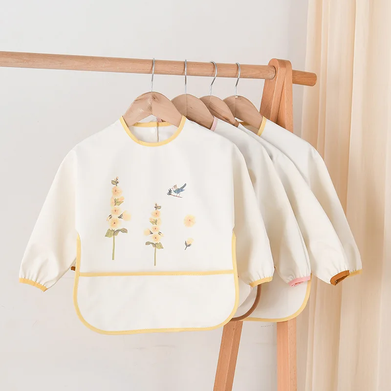 Nuevos Baberos para bebé, delantal impermeable a prueba de aceite, paño de manga larga de dibujos animados, babero de alimentación, paño suave para eructar para niño y niña, Baberos Bandana - imagen 3