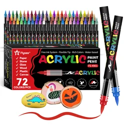 Bolígrafo de pintura acrílica con punta de pincel suave, control automático de tinta, resistente al agua y de alta saturación, ideal para madera, metal, plástico, lienzo, tela,