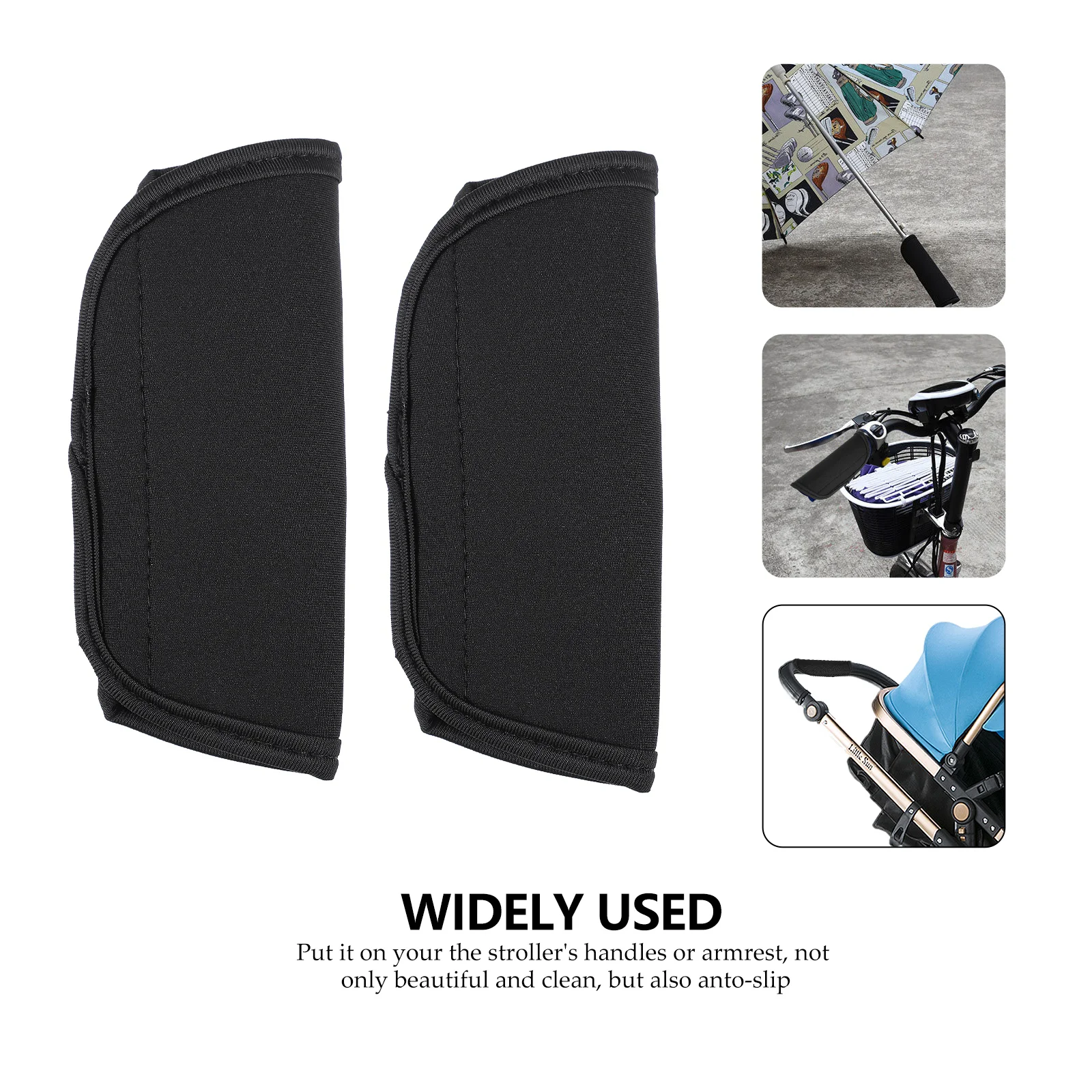 Funda protectora de almohada para cochecito, funda para reposabrazos de cochecito de bebé, manguitos de mango de bicicleta de neopreno negro para oficina - imagen 4