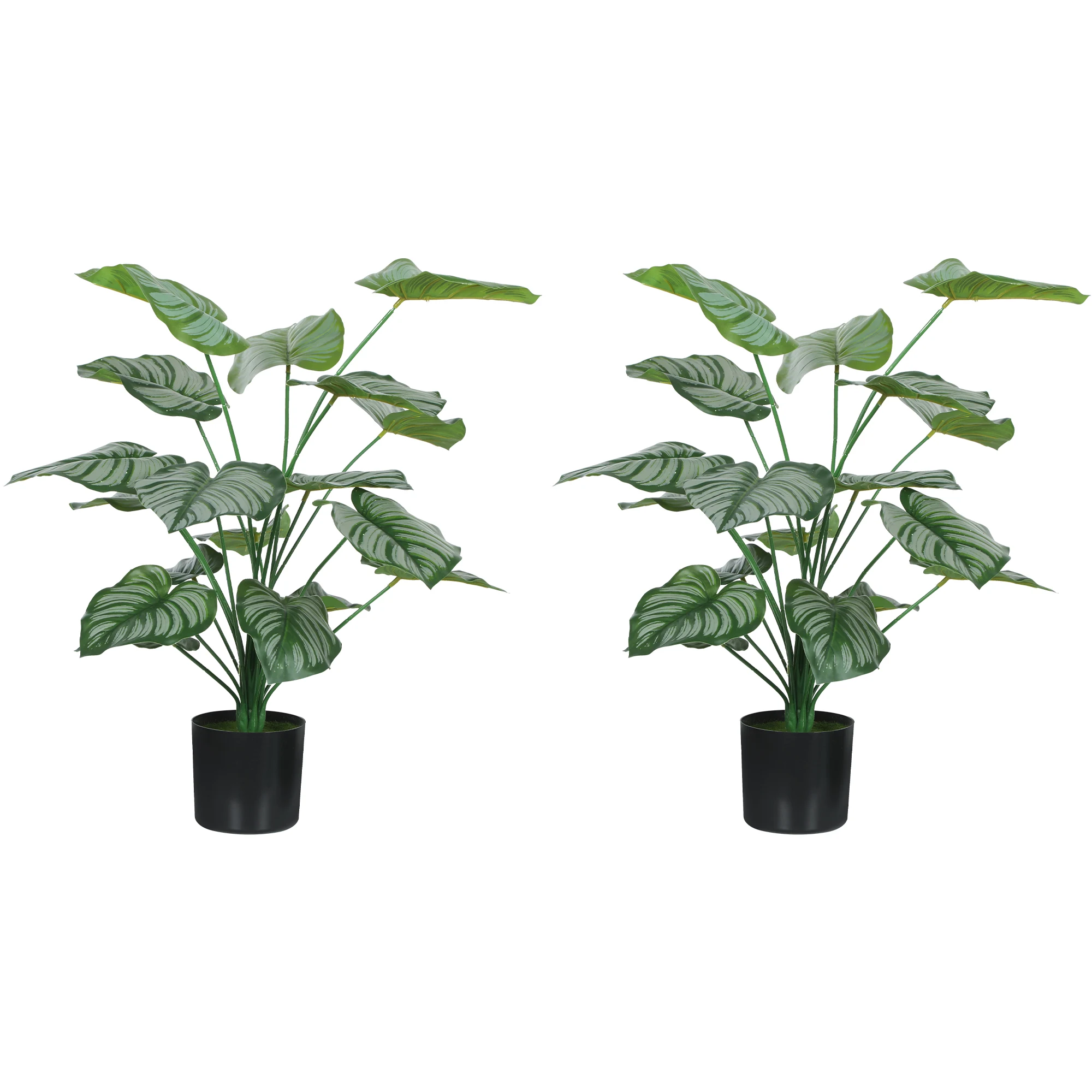 HOMCOM Conjunto de 2 Plantas Artificiales Decorativas 65 cm Plantas Artificiales con Maceta y Hojas para Interior Hogar Salón Oficina Verde - imagen 2