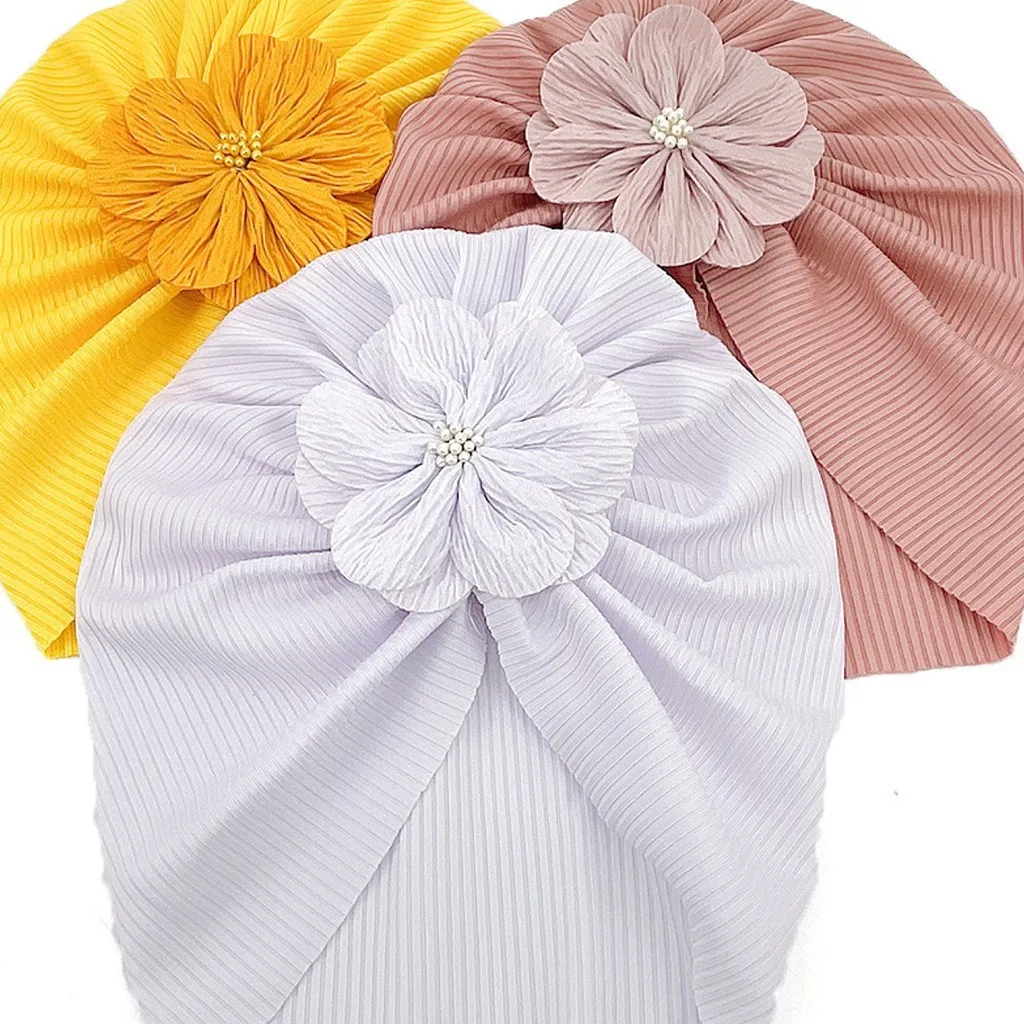 MILANCEL nuevo gorro Fetal para bebé de 0 a 12M, decoración de flores dulces, gorro para la cabeza infantil, 10 colores ventilados, accesorio fino para el cabello para niños pequeños - imagen 2