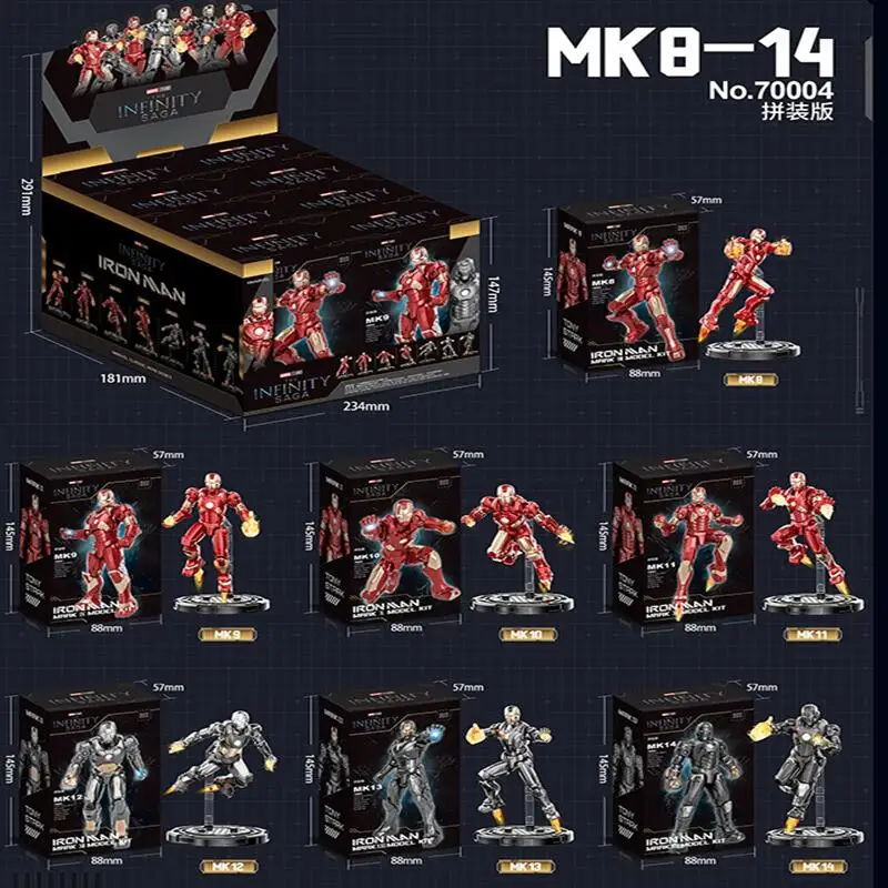 8 stks/set Originele Iron Man Zuiger MK1-MK24 7 CM Building Legends DIY Speelgoed Model Action Figure Kerstcadeau - imagen 3
