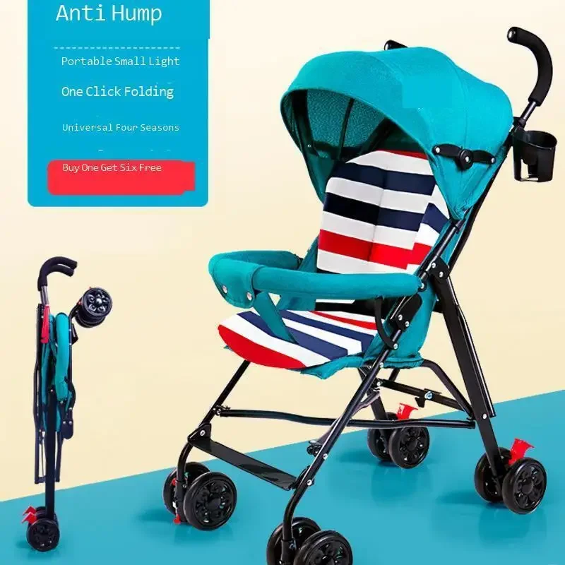 Cochecito de bebé ligero, plegable, paraguas simple, puede sentarse y acostarse en el cochecito de bebé de viaje de verano - imagen 2