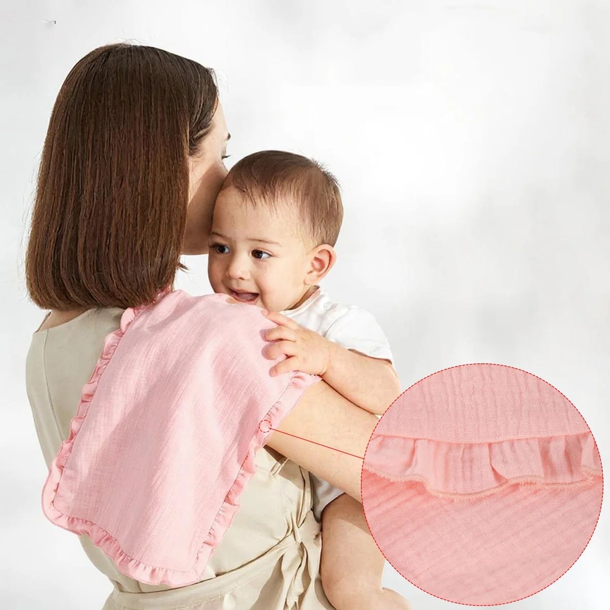 Paños para eructar para bebé, trapos para eructar de algodón con borde con borlas para recién nacido, Baberos de algodón suaves y cómodos para bebé/juego de paños para eructar