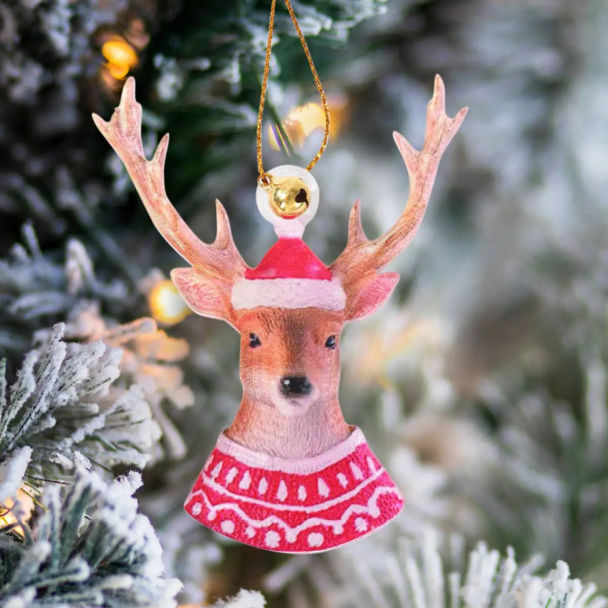 Colgantes acrílicos alce árbol Navidad - vista principal