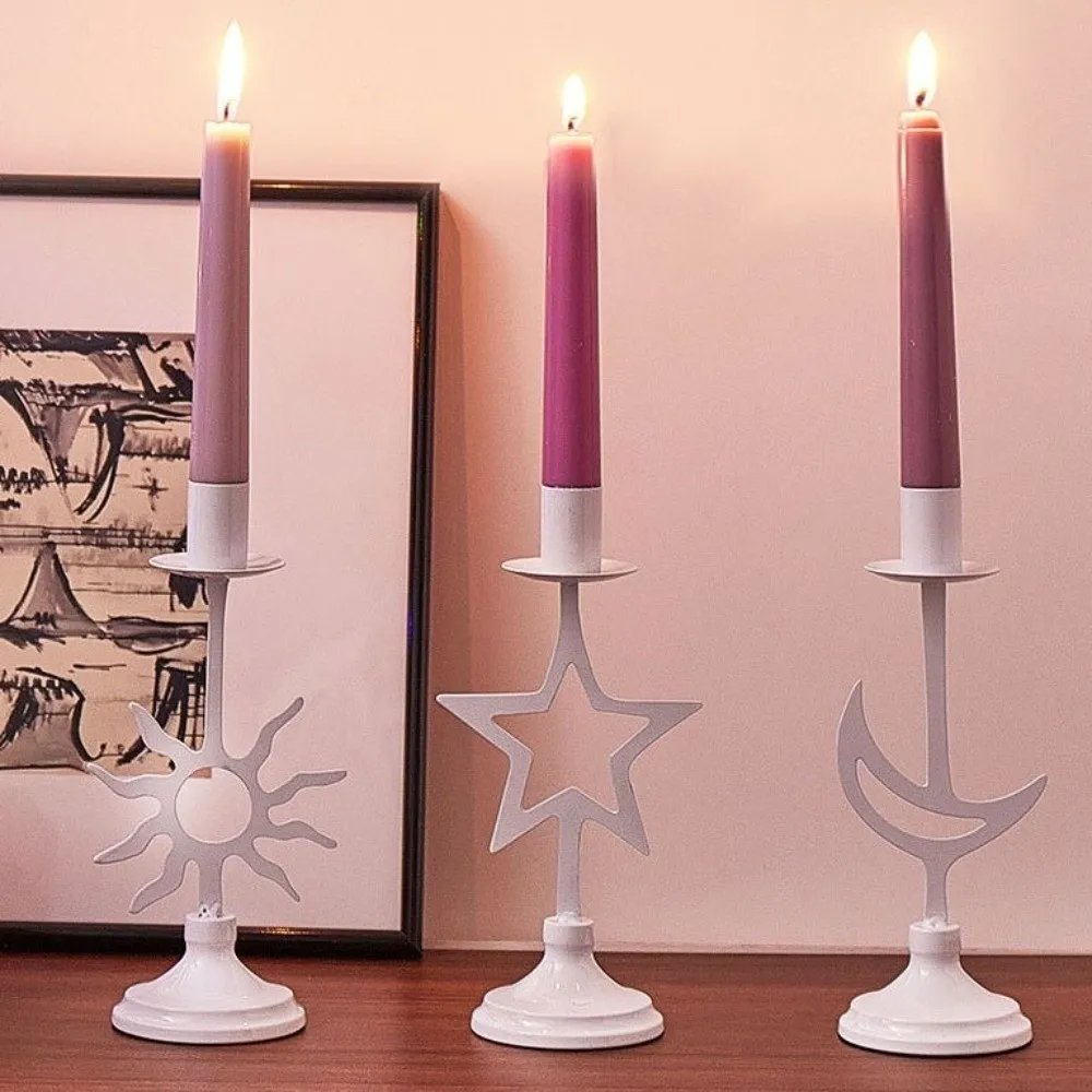 Candelabro vintage de hierro con luna y estrellas para velas - imagen 4