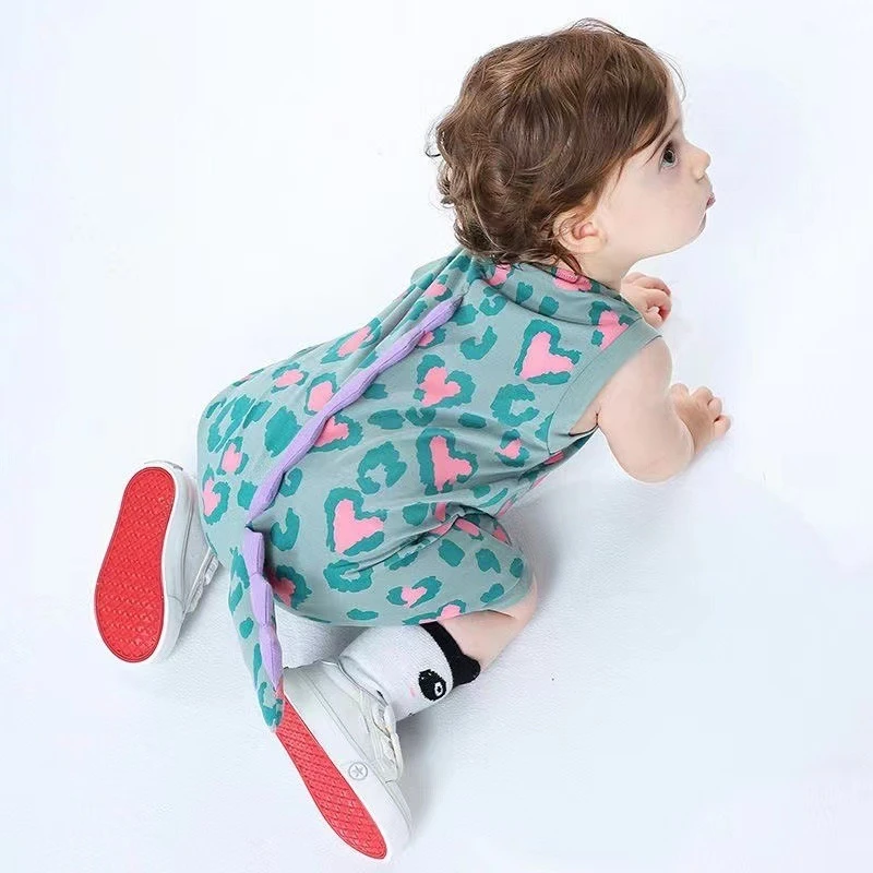 Mameluco Unisex con estampado ligero de verano para bebé, mono sin mangas con bonito dinosaurio de dibujos animados, camiseta sin mangas transpirable para bebés - imagen 4